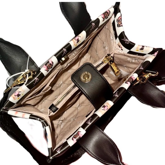 Betsey Johnson NWT Black White Checkered Dog Satchel Crossbody Purse (J - Picture 12 of 15